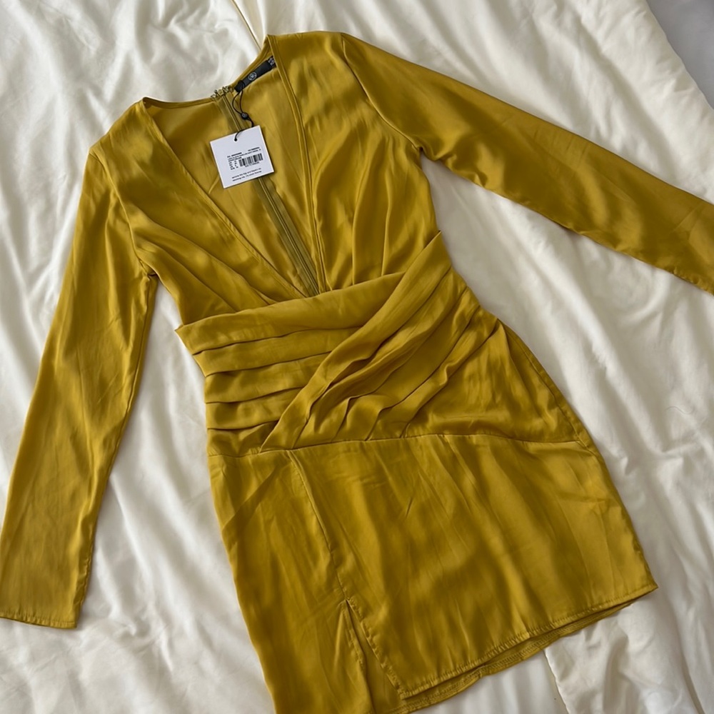 Misguided Long Sleeve Panelled Shift Dress US6
